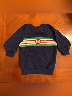 Gucci Kids Navy Logo Stripe Sweatshirt